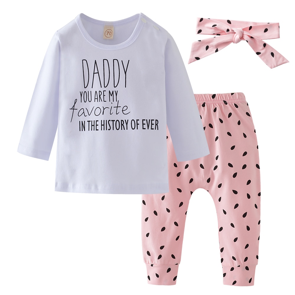 Lettered T-shirt+Print Pants 3Pcs | For Happy Baby